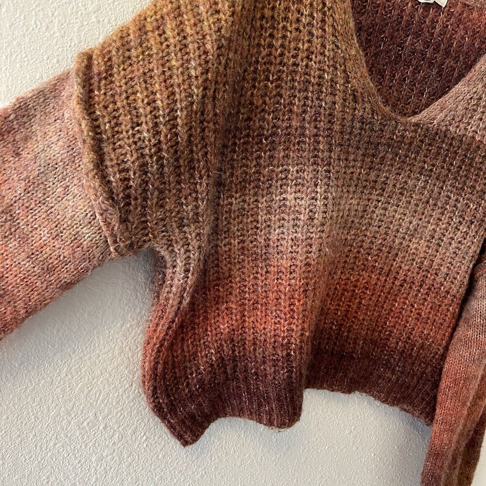 Rewind Women's Sweater Size XL Ombre Brown Tones Oversized Balloon Sleeves Boho - Picture 5 of 12